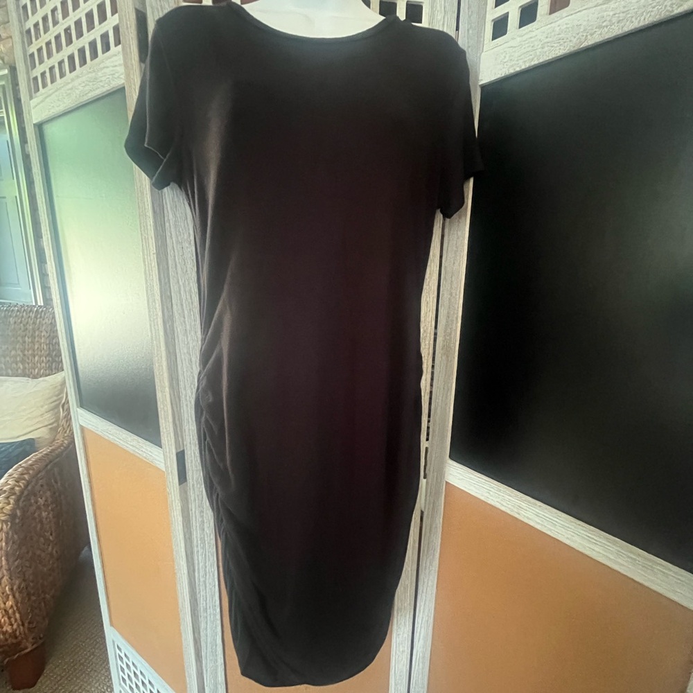 Black Women's Ruched T-shirt Dress